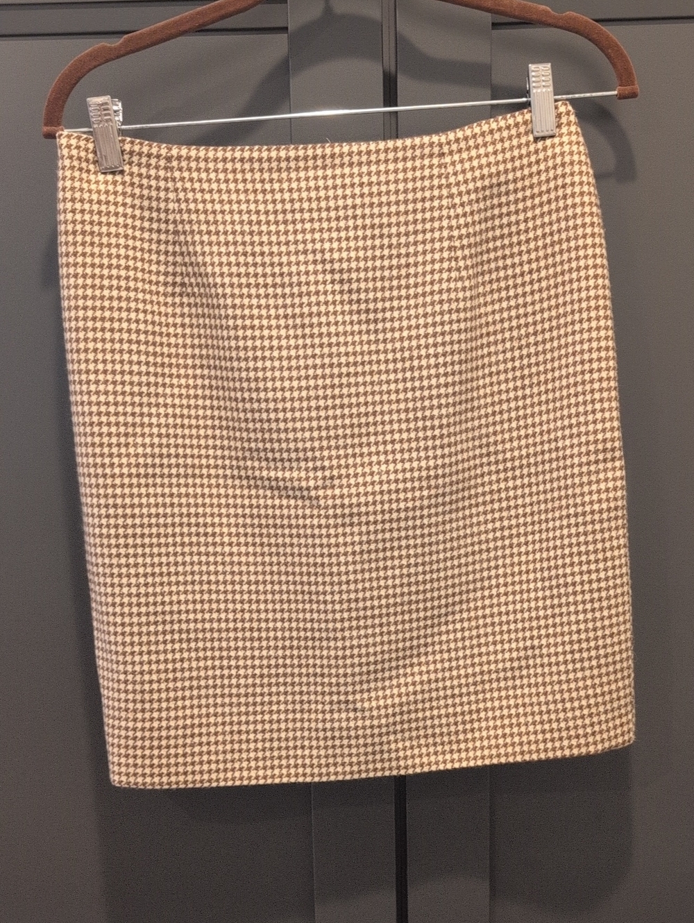 Ralph Lauren Purple Label Tan & Brown Houndstooth Skirt
